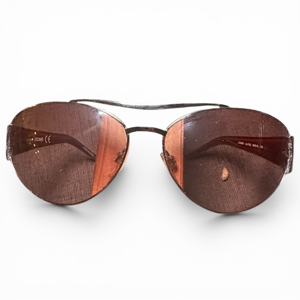 Just Cavalli Sunglasses Womens One Size Brown Silver Aviator JC089S Vintage Y2K
